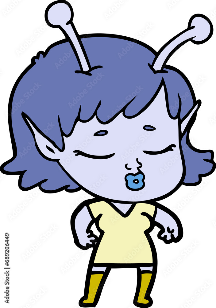 cute alien girl cartoon