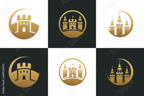 set of castle logo design inspiration with template creative concept