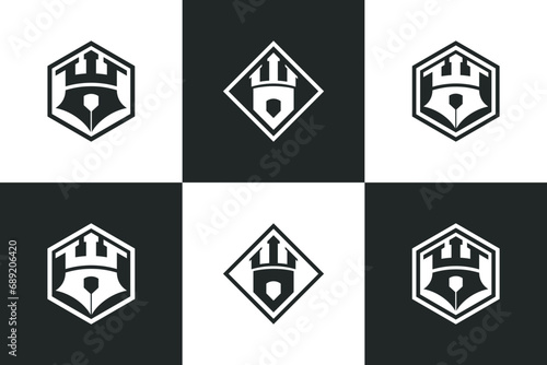 set of castle logo design inspiration with template creative concept