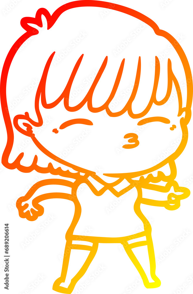 warm gradient line drawing of a cartoon woman warm gradient line drawing of a cartoon woman