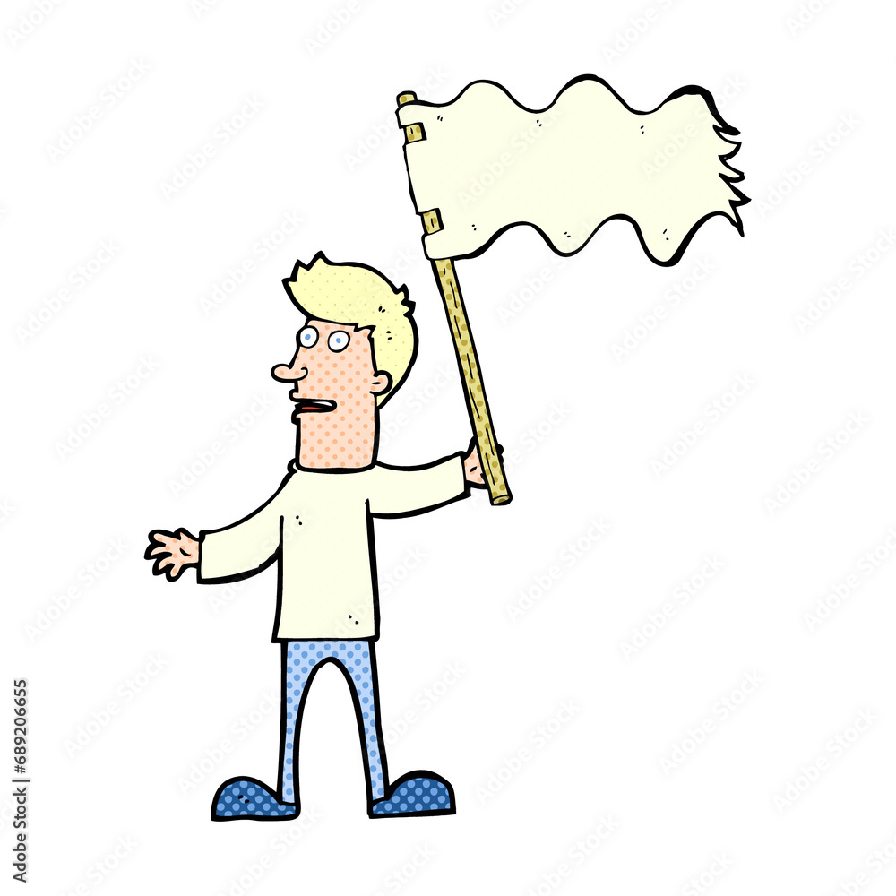 Fototapeta premium cartoon man waving white flag