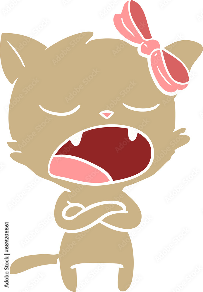 Obraz premium annoyed flat color style cartoon cat