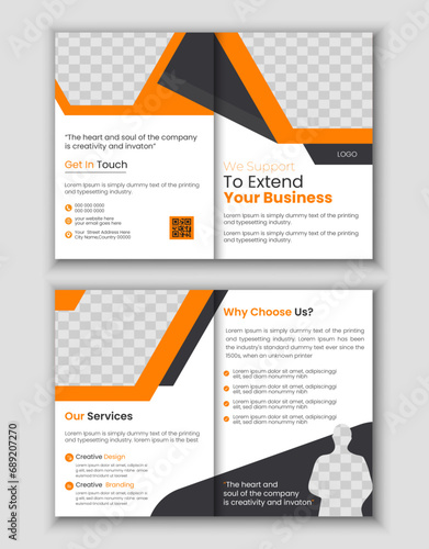modern yellow & black bi fold brochure design mock up