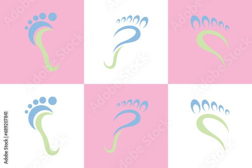 set of Foot  logo design health illustration woman pedicure salon and clinic premium vector