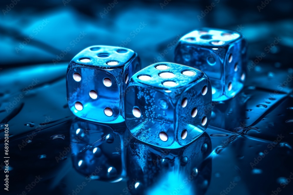 an image of attractive blue dice - obrazy, fototapety, plakaty 
