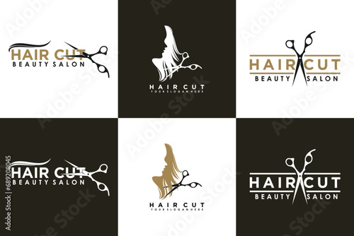 collection of hair cut logo design vector with creative concept for women beauty salon