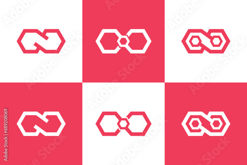 set of infinity logo design with modern concept premium vector