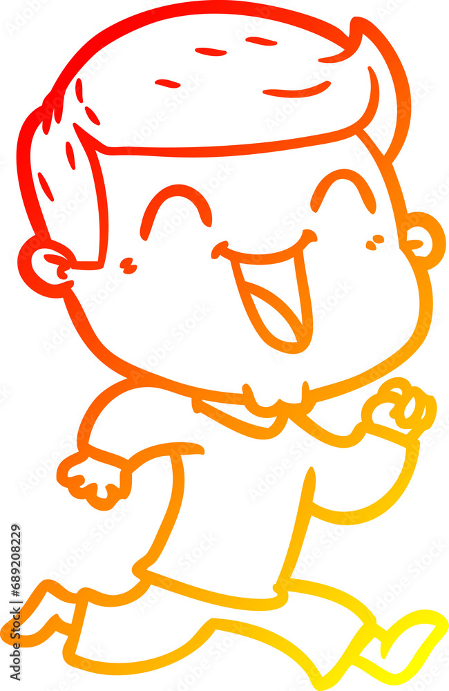 warm gradient line drawing of a cartoon happy man warm gradient line drawing of a cartoon happy man