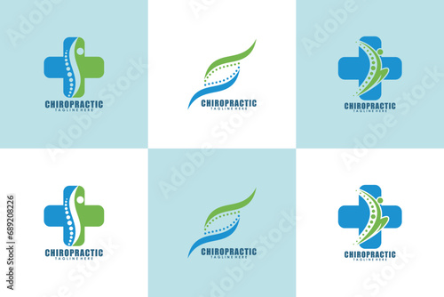 collection of chiropractic logo design with spine concept