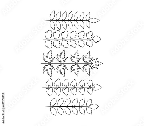 Hand-drawn laurel branch. Leaves victory line. Champion winner branch logo.