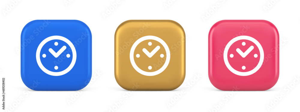 Alarm clock time countdown button deadline measurement 3d realistic icon Alarm clock time countdown button deadline measurement 3d realistic icon