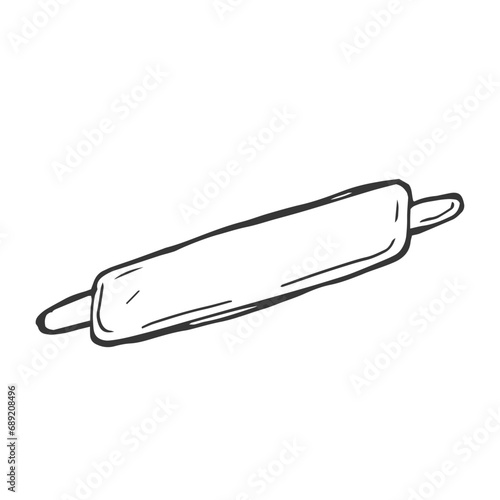 Rolling pin doodle icon isolated kitchen tools