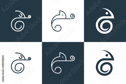 collection of chameleon logo design with modern concept photo