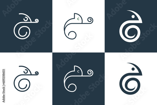 collection of chameleon logo design with modern concept