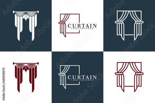 colection of curtain logo design with modern concept