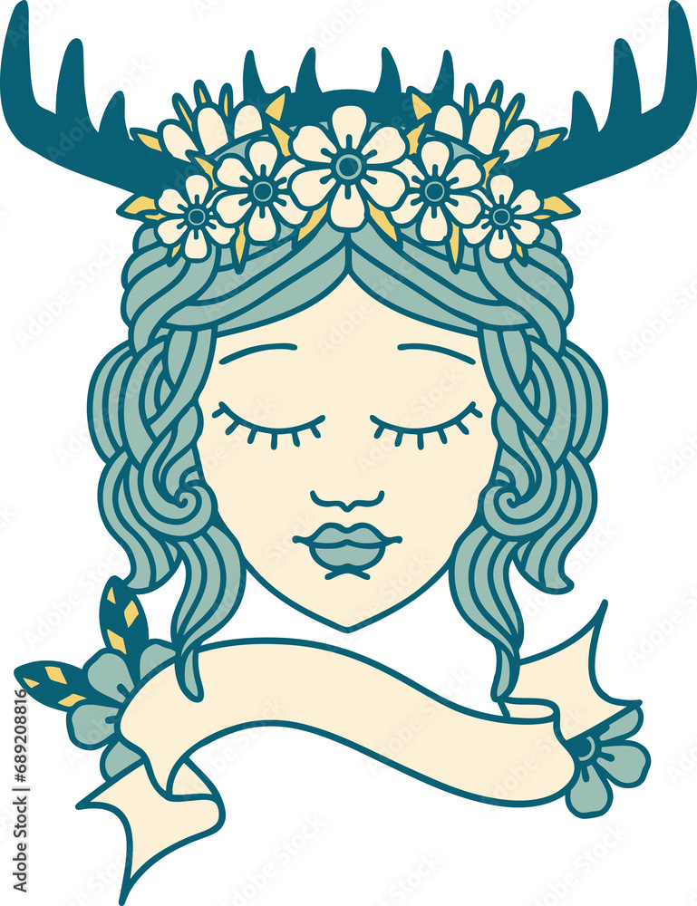 Retro Tattoo Style human druid Retro Tattoo Style human druid
