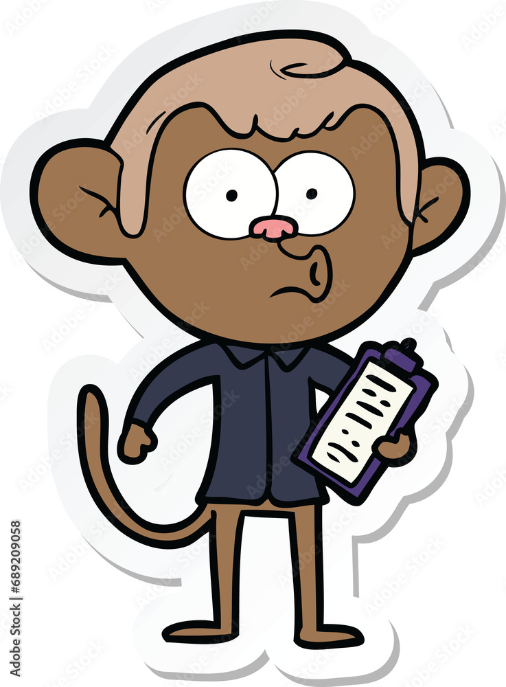 sticker of a cartoon salesman monkey sticker of a cartoon salesman monkey