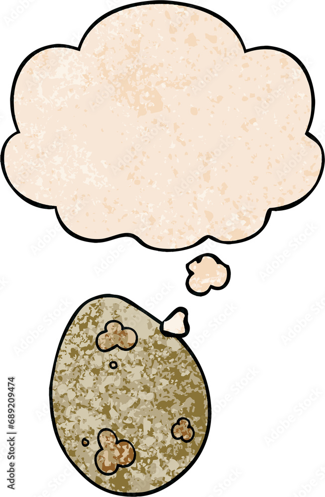 cartoon egg with thought bubble in grunge texture style cartoon egg with thought bubble in grunge texture style
