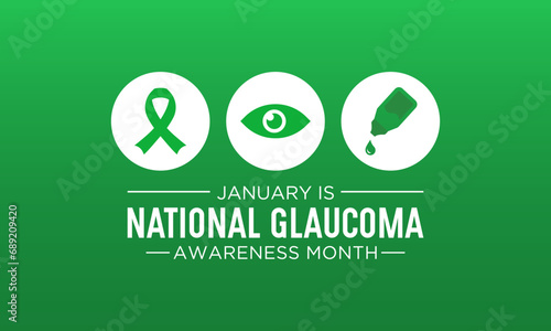 National Glaucoma Awareness month is observed every year in january. January is Glaucoma Awareness Month. Eye health and vision care concept for banner design. Vector illustration.