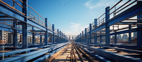 Wallpaper Mural Steel structure for high building construction with clear sky Torontodigital.ca