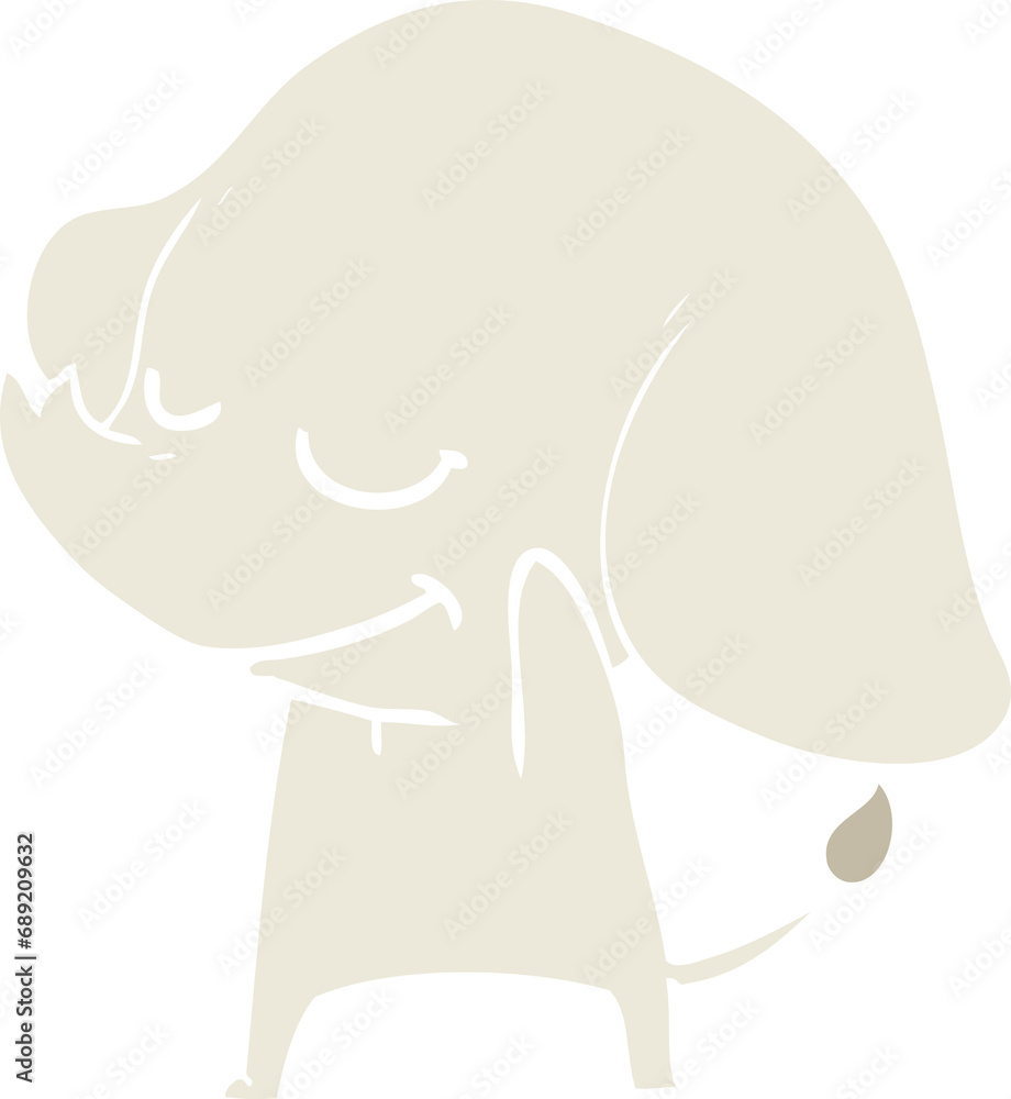 flat color style cartoon smiling elephant