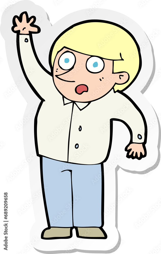 sticker of a cartoon man asking question sticker of a cartoon man asking question