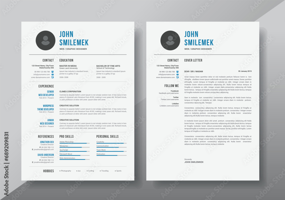 Modern Clean Resume Cv Template Modern Clean Resume Cv Template
