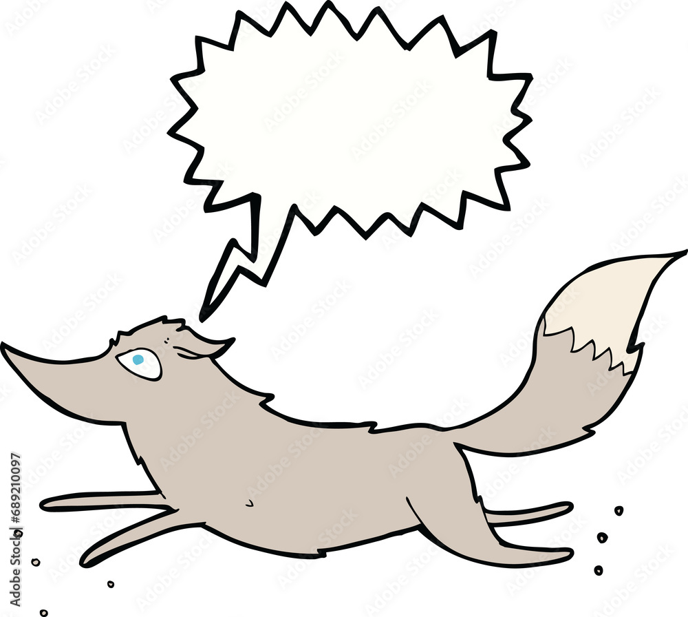 cartoon wolf running with speech bubble cartoon wolf running with speech bubble
