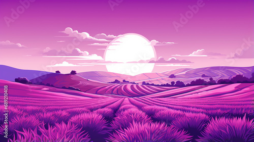 illustration of Lavender field purple scenery