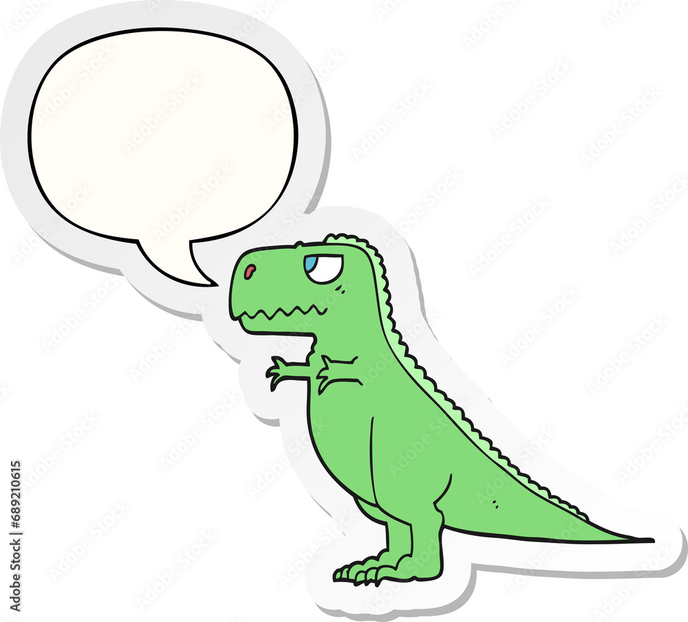 cartoon dinosaur with speech bubble sticker cartoon dinosaur with speech bubble sticker