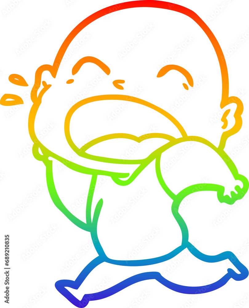 rainbow gradient line drawing of a cartoon shouting bald man rainbow gradient line drawing of a cartoon shouting bald man