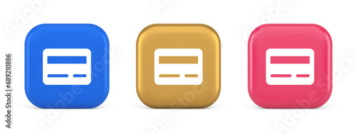 Credit debit card e money payment button digital financial banking account 3d realistic icon