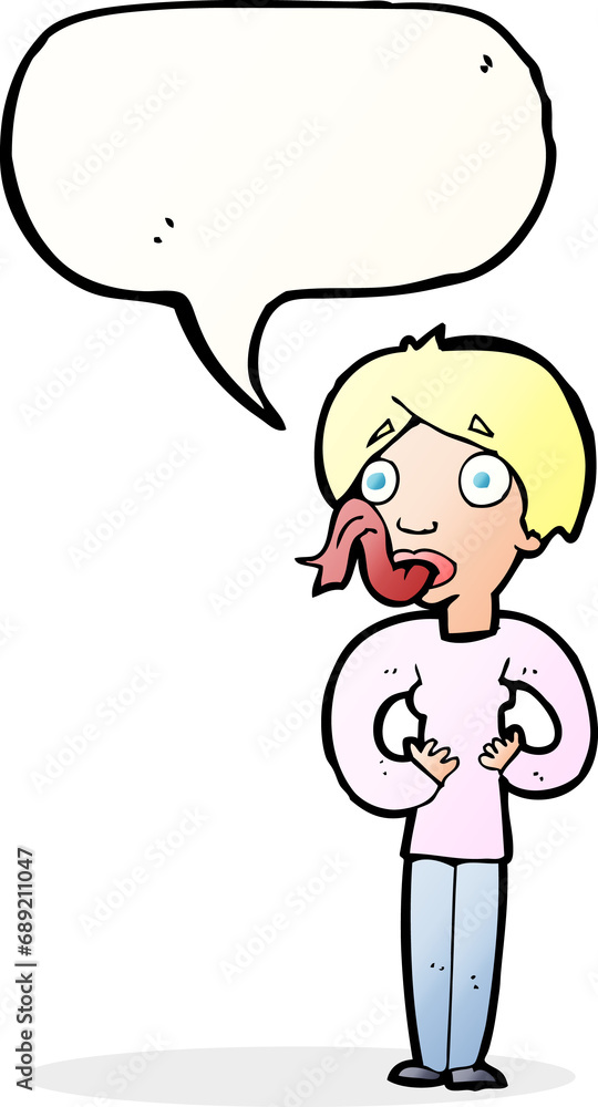 cartoon woman sticking out tongue with speech bubble cartoon woman sticking out tongue with speech bubble