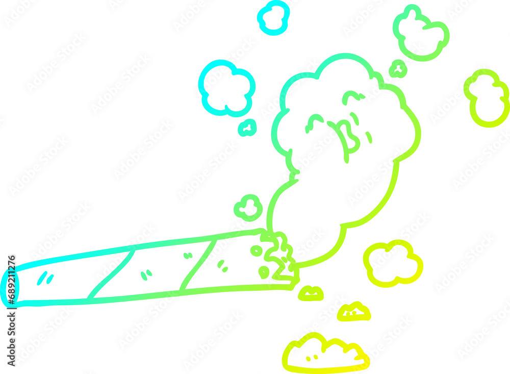 cold gradient line drawing of a cartoon smoking cigarette cold gradient line drawing of a cartoon smoking cigarette