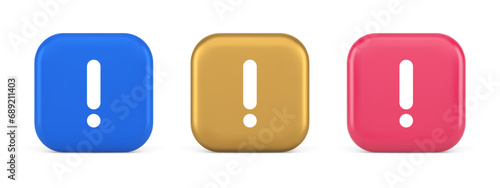 Exclamation mark keyboard button important attention point cyberspace communication 3d icon