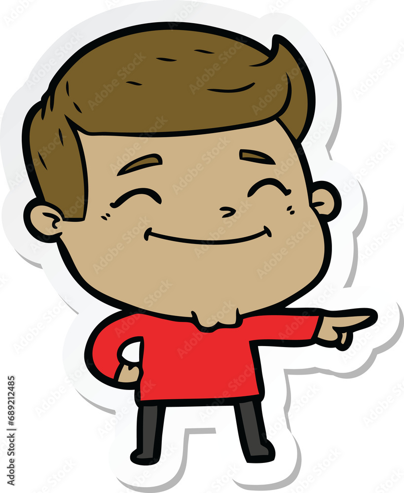 sticker of a happy cartoon man sticker of a happy cartoon man