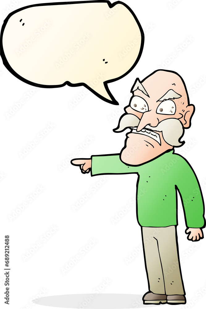 cartoon furious old man with speech bubble cartoon furious old man with speech bubble
