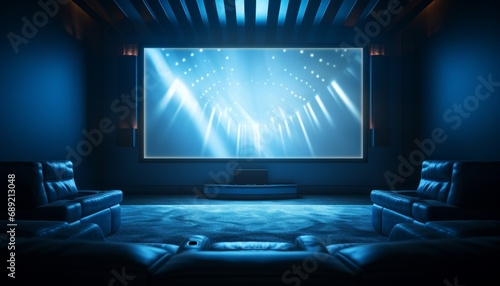 modern blue movie theater room