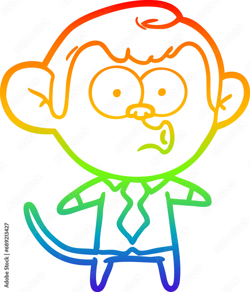 rainbow gradient line drawing of a cartoon office monkey rainbow gradient line drawing of a cartoon office monkey