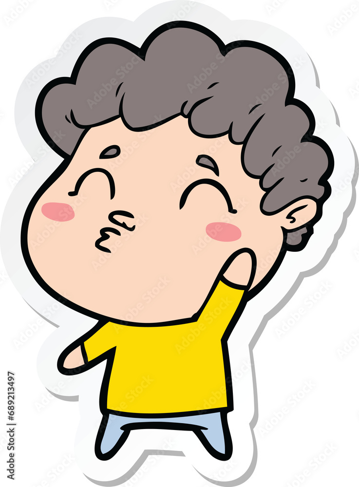 sticker of a cartoon man pouting sticker of a cartoon man pouting