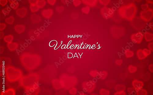 Love background, abstract red heart bokeh design, valentine card with text, wedding romantic banner template, transparent love symbols heart shaped bokeh on holiday background, vector illustration