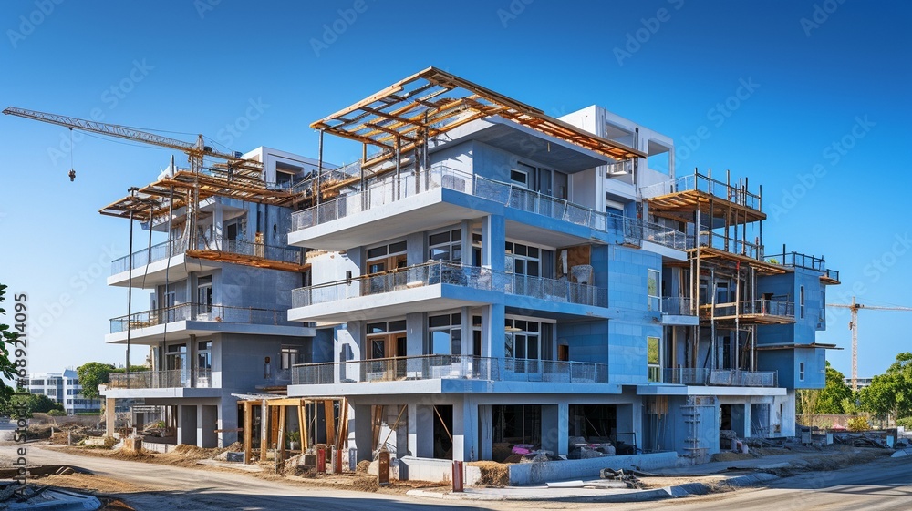 modern building development above a clear blue sky: architecture and site concept . modern building development above a clear blue sky: architecture and site concept .
