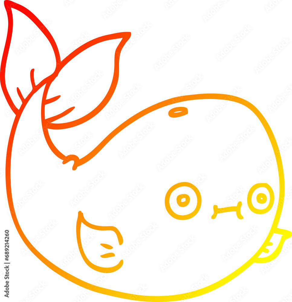 warm gradient line drawing of a cartoon sea whale warm gradient line drawing of a cartoon sea whale
