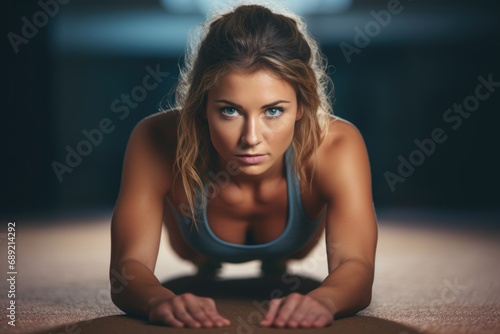 cute woman doing yoga on a mat