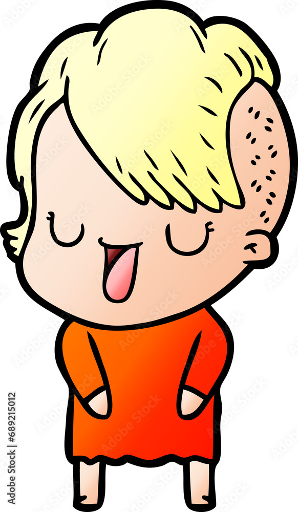 cute cartoon girl with hipster haircut cute cartoon girl with hipster haircut