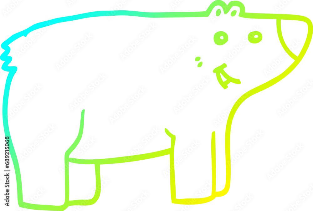 cold gradient line drawing of a cartoon bear cold gradient line drawing of a cartoon bear