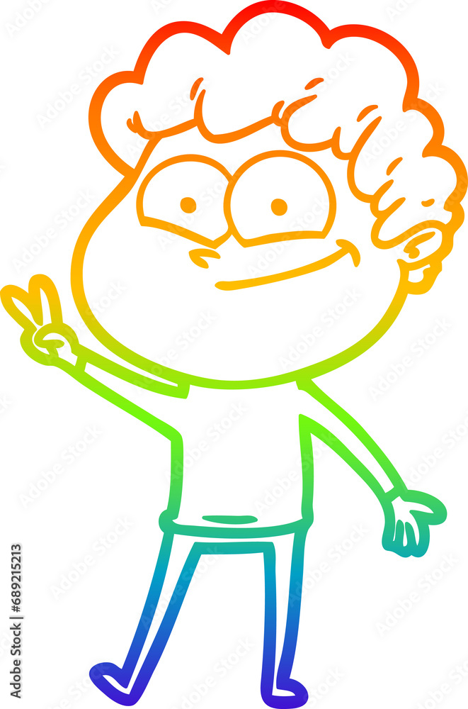 rainbow gradient line drawing of a cartoon happy man rainbow gradient line drawing of a cartoon happy man
