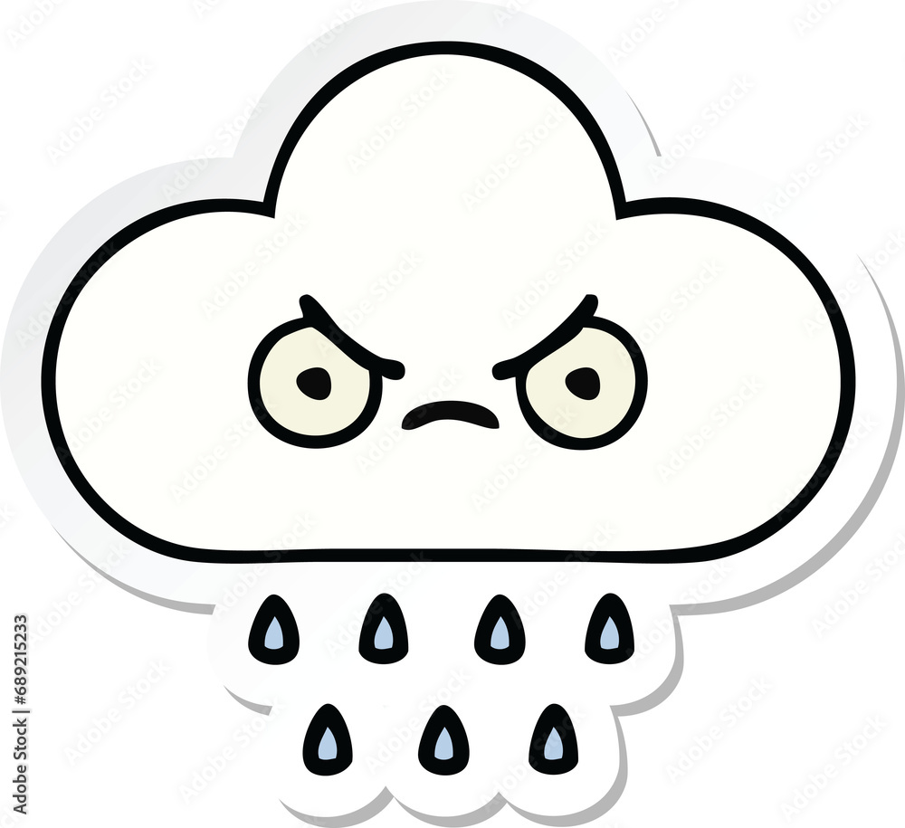 sticker of a cute cartoon rain cloud sticker of a cute cartoon rain cloud