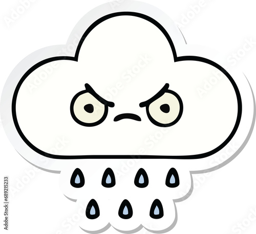 sticker of a cute cartoon rain cloud