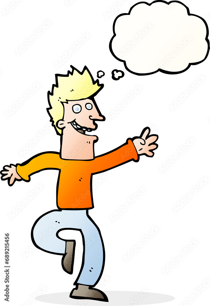 cartoon happy man with thought bubble cartoon happy man with thought bubble
